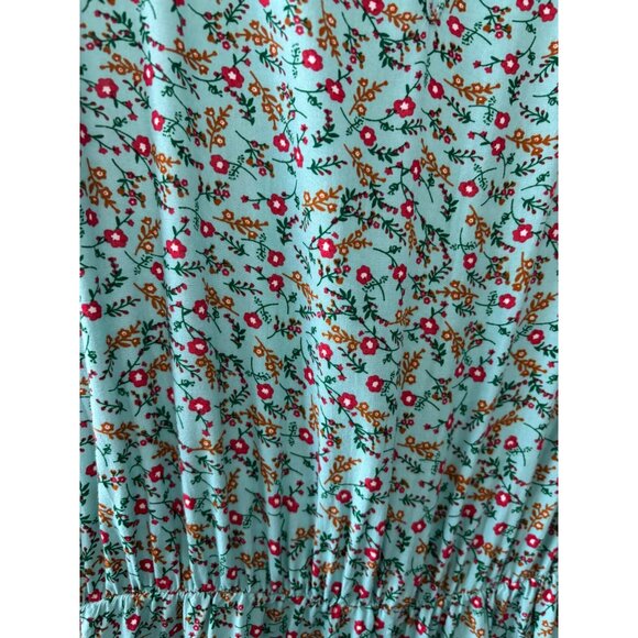 Floral Dress L Tiered Pockets Midi Puff Sleeve Cottagecore Casual Boho Fairycore - Picture 8 of 10